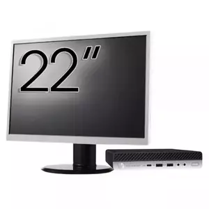 Calculator Sistem PC Refurbished Pachet Calculator refurbished HP EliteDesk 800 G3 Mini PC, Intel Core i5-6500T 2.50GHz, 8GB DDR4, 256GB SSD + Monitor 22" imagine