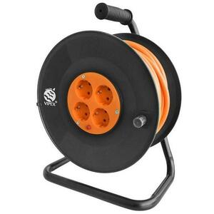 Prelungitor tambur Vipex PS25-T15, 4 prize, 15 m (Negru/Portocaliu) imagine