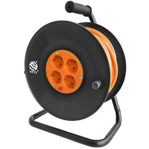 Prelungitor tambur Vipex PS25-T25, 4 prize, 25 m (Negru/Portocaliu) imagine