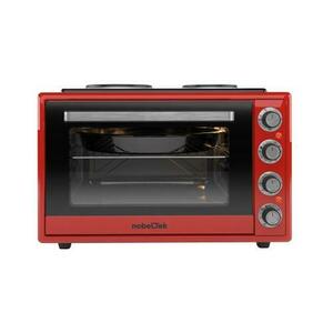 Cuptor electric NobeLTek NLT FSOHP60R, 60L, 2000W, plite electrice 1500w + 1000w, grill, timer, termostat, Sticla dubla, Ventilator, Iluminare (Rosu) imagine