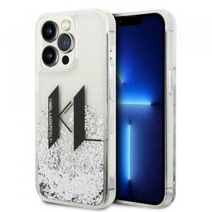 Husa pentru Apple iPhone 14 Pro, Karl Lagerfeld, Liquid Glitter Big KL, Argintie imagine