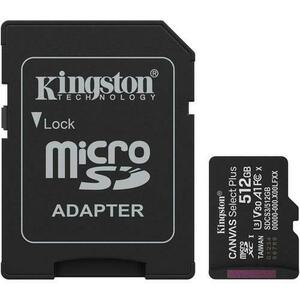 Card de Memorie MicroSDXC Kingston Canvas Select Plus, 512GB, Clasa 10 UHS Performance, U1, V10, cu adaptor imagine