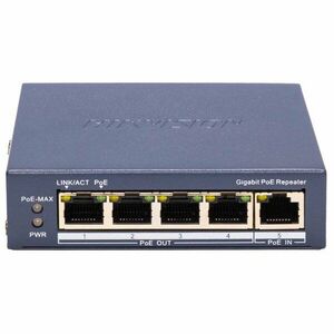 Switch-repetor cu 4 porturi PoE Gigabit Hikvision DS-3E0505P-E/R, 10 Gbps, 7.44 Mpps, 60 W, Layer 2, cu management imagine