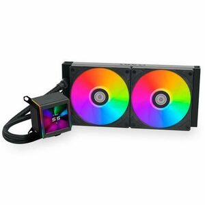 Cooler CPU Lian Li Galahad II LCD 280, iluminare ARGB, 2x 140mm, 2450 rpm, PWM (Negru) imagine