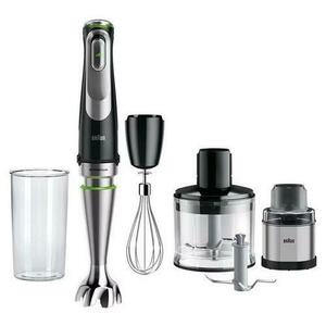 Blender de mana Braun MultiQuick 9 MQ9138XI, 1200 W, Pahar 0.6 l, Tocator 0.5 l, Inox (Negru) imagine
