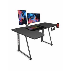 Birou gaming Huzaro Hero 7.7, Picioare ajustabile, Suport casti si pahar, Organizator de cabluri (Negru) imagine