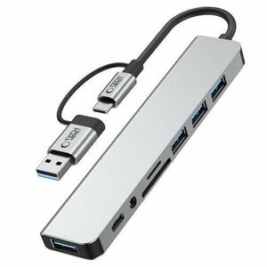 Hub USB-A / USB-C Tech-Protect HB06, 2 x USB-A, 2 x USB-A 3.0, 1 x USB-C, 1 x SD, 1 x microSD, 1 x Jack 3.5mm (Gri) imagine