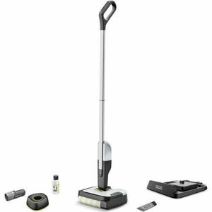 Mop Electric Karcher FC 2-4 Battery Set Cordless, 1.056-200.0, 3, 6 - 3, 7 - Max. 4, 2 V, 200 ml (apa curata), 100 ml (apa murdara), latime rola 18 cm, autonomie 20 min (max), include baterie interschimbabila si incarcator de baterii (Alb/Negru) imagine