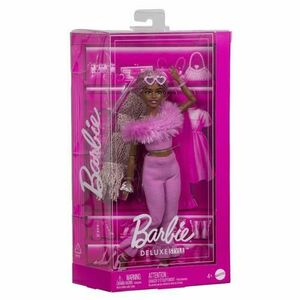 Papusa Barbie - Deluxe Style, cu Salopeta Roz Si Par Impletit imagine