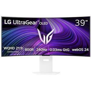 Monitor Gaming OLED LG 39inch 39GX90SA-W, WQHD (3440 x 1440), HDMI, DisplayPort, Ecran curbat, Boxe, 240 Hz, 0.03 ms (Alb) imagine