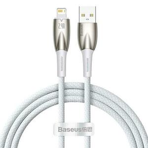 Cablu pentru incarcare si transfer de date Baseus Glimmer, USB/Lightning, 2.4A, 1m, Alb imagine