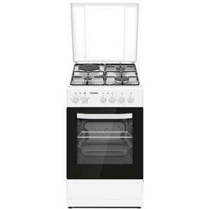 Aragaz mixt HEINNER HFSC-S56E1HSWH, 3 arzatoare gaz + 1 plita electrica, Aprindere electrica arzatoare, Cuptor electric, Clasa A, Grill, 50x60 cm (Alb) imagine