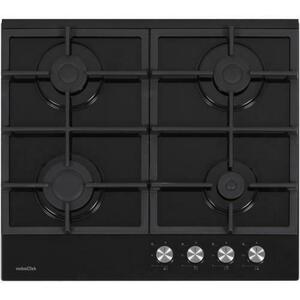 Plita incorporabila Nobeltek NHBG-6421BKF, Gaz, 4 arzatoare, Aprindere buton, Gratar fonta, Siguranta arzatoare, 60 cm, Sticla (Negru) imagine