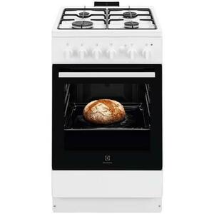 Aragaz Electrolux LKG504012W, Gaz, 4 arzatoare, Aprindere integrata plita si cuptor, Siguranta plita si cuptor, Autocuratare catalitica, Grill electric, Rotisor, 50 cm (Alb) imagine