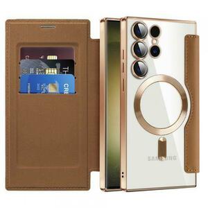 Husa MagSafe pentru Samsung Galaxy S23 Ultra S918 Techsuit SmartMag Book (Maro) imagine