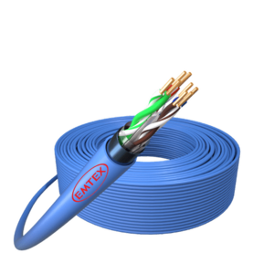 Cablu Emtex F/UTP, Cat.6, Cupru, 23AWG/1, manta LSZH, Dca-s2, d2, a1, Fluke Pass, tambur 305m, Albastru imagine
