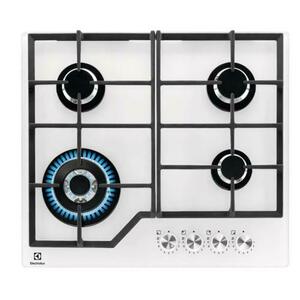 Plita incorporabila Electrolux KGG64362W, Gaz, 4 arzatoare, Arzator Wok. Aprindere electrica integrata, Dispozitiv siguranta, Gratare fonta, 60 cm (Alb) imagine