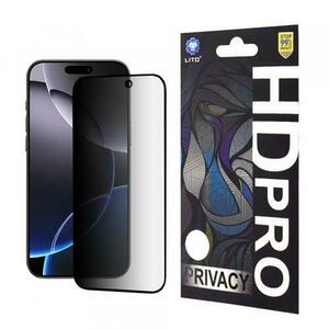 Folie de protectie Ecran Privacy Lito HD Pro pentru Apple iPhone 16 Pro Max, Sticla Securizata, Full Glue imagine