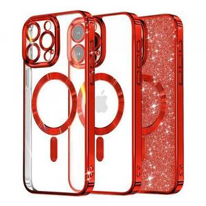 Husa MagSafe pentru Apple iPhone 13 Pro, Techsuit, Luxury Glitter, Rosie imagine