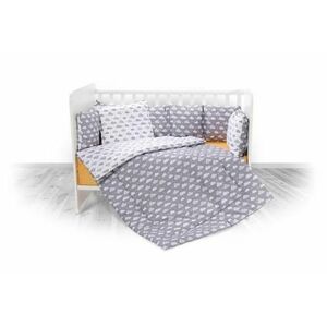 Set lenjerie pat 7 piese Lorelli Clouds Grey Lily, bumbac ranforce, Gri imagine