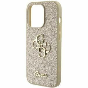 Husa Protectie Spate Guess Fixed Glitter 4G Metal Logo pentru Apple iPhone 15 Pro (Auriu) imagine