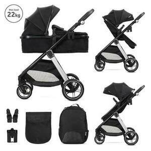 Carucior 2 in 1 Lorelli Aspen, transformabil, set adaptori cos auto inclus, pana la 22 Kg, Negru imagine