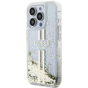 Husa Protectie Spate Guess Liquid Glitter Gold Stripe pentru Apple iPhone 15 Pro (Transparent) imagine