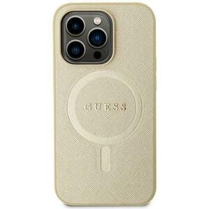 Husa Protectie Spate Guess Saffiano MagSafe pentru Apple iPhone 15 Pro Max (Bej) imagine