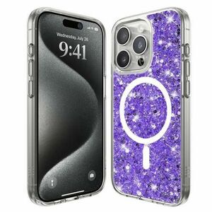 Husa MagSafe pentru Apple iPhone 15 Pro, Techsuit, Sparkly Glitter, Mov imagine