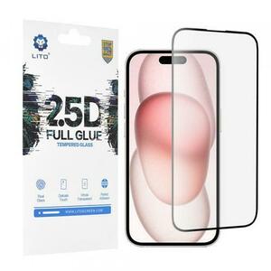 Folie de protectie Ecran Lito pentru Apple iPhone 15, Sticla Securizata, Full Glue, 2.5D imagine
