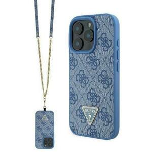Husa pentru Apple iPhone 16 Pro, Guess, Crossbody 4G Triangle Strass, Albastra imagine