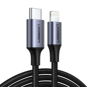 Cablu de date UGREEN Aluminum Shell Braided, USB-C - Lightning, 1m, Negru imagine