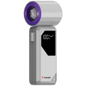 Ventilator portabil Verbatim Cool'n'Go AirJet G/P, 6 W, 4000 mAh, 20000 rpm, LED Display (Gri/Mov) imagine