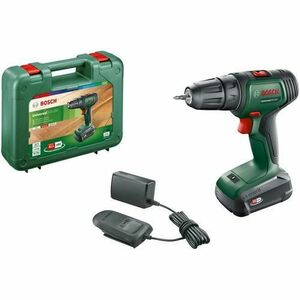 Masina de gaurit si insurubat pe acumulator Bosch UniversalDrill 06039D4001, 18 V, 1.5 Ah, 1450 RPM, 23/32 Nm, 30 mm diametru maxim gaurire, acumulator, incarcator, cap surubelnita dublu, valiza profesionala imagine