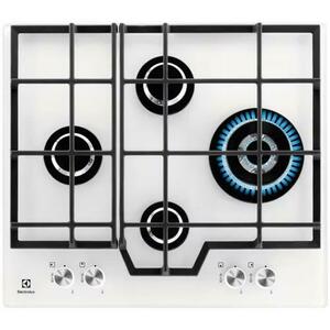 Plita incorporabila Electrolux GME363NV, Gaz, 4 arzatoare, Aprindere electrica integrata, Dispozitiv siguranta, Gratare fonta, 60 cm (Alb) imagine