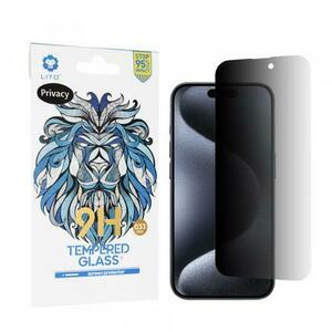 Folie de protectie Ecran Privacy Lito Classic pentru Apple iPhone 15 Pro, Sticla Securizata, Full Glue, 2.5D imagine