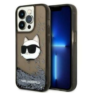 Husa pentru Apple iPhone 14 Pro, Karl Lagerfeld, Glitter Choupette's Head, Neagra imagine