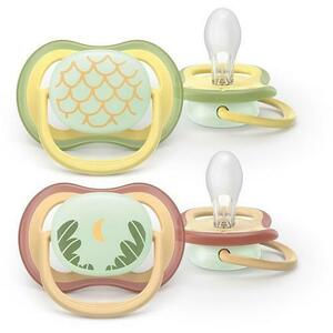 Set 2 suzete Philips Avent Ultra Air SCF376/27 care lasa pielea bebelusului sa respire, ortodontice, fara BPA, 0-6 luni, pentru noapte, cu buton fosforescent imagine