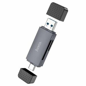 Cititor Card USB / USB-C HOCO HB45, SD - microSD, Gri imagine
