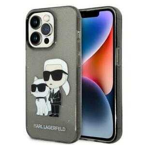 Husa pentru Apple iPhone 14 Pro, Karl Lagerfeld, Glitter Karl & Choupette, Neagra imagine