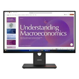 Monitor IPS LED Lenovo ThinkVision 23.8inch T24D-40, Full HD (1920 x 1080), HDMI, DisplayPort, Boxe, Pivot, 120 Hz, 4 ms (Negru) imagine