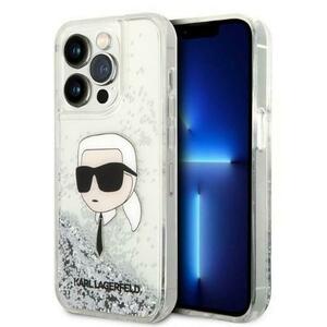 Husa pentru Apple iPhone 14 Pro, Karl Lagerfeld, Glitter Karl's Head, Argintie imagine