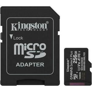Card de Memorie MicroSDXC Kingston Select Plus, 256GB, Clasa 10 UHS-I, Cu adaptor imagine