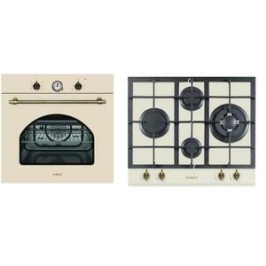 Pachet Samus ONL12 Cuptor incorporabil Samus SC620VTV, Electric 58 L + Plita incorporabila Samus PSG-64VG1, Gaz, 4 arzatoare, Arzător WOK, Aprindere electrica (Bej) imagine