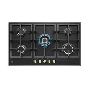 Plita incorporabila Electrolux KGS9536RN, Gaz, 90 cm, 5 arzatoare gaz, Arzator Wok, Aprindere electrica integrata, Control cu butoane frontal, Dispozitiv siguranta, Gratare de fonta, Rustic (Negru) imagine