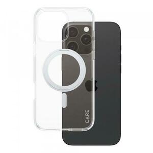 Husa MagSafe pentru Apple iPhone 16 Pro Max, PanzerGlass, Care Feature Kickstand, Transparenta Argintie imagine