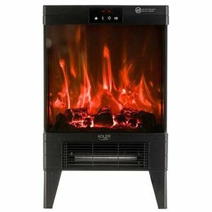Aeroterma tip semineu electric Adler AD7755, Efect flacara 3D, 2 trepte putere, Cronometru, Termostat (Negru) imagine