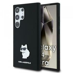 Husa pentru Samsung Galaxy S24 Ultra S928, Karl Lagerfeld, Silicone Choupette Metal, Neagra imagine