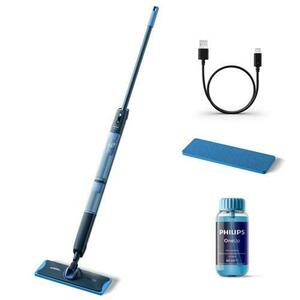 Mop electric Philips 5000 OneUp XV5113/01, Rezervoare apa curata/uzata de 0.281 l/0.178 l, Autonomie 70 minute (Albastru) imagine