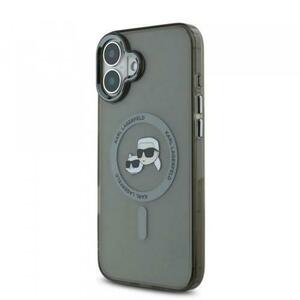 Husa MagSafe pentru Apple iPhone 16, Karl Lagerfeld, IML Metal Karl & Choupette's Heads, Neagra imagine